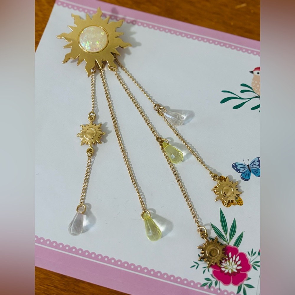 Gold Sunburst Hair Clip with Crystal Accents